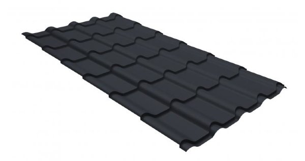 Металлочерепица камея GL 0,5 GreenCoat Pural matt RR 23 темно-серый (RAL 7024 мокрый асфальт) купить в Улан-Удэ