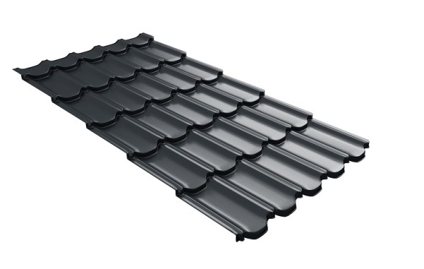 Металлочерепица квинта плюс с 3D резом 0,5 Satin RAL 7016 антрацитово-серый купить в Улан-Удэ