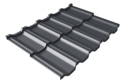 Металлочерепица модульная Квинта Uno Grand Line c 3D резом 0,5 Velur RAL 7024 мокрый асфальт купить в Улан-Удэ