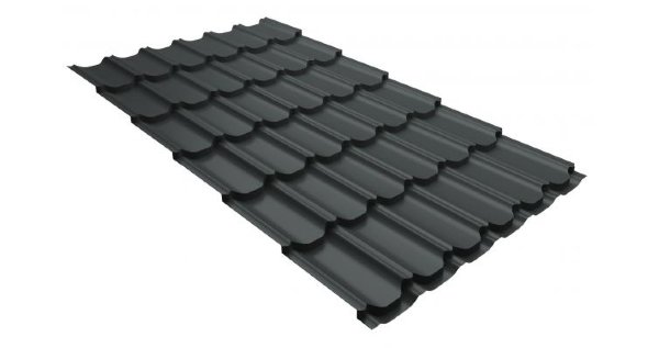 Металлочерепица квинта плюс 0,5 GreenCoat Pural RR 23 темно-серый (RAL 7024 мокрый асфальт) купить в Улан-Удэ